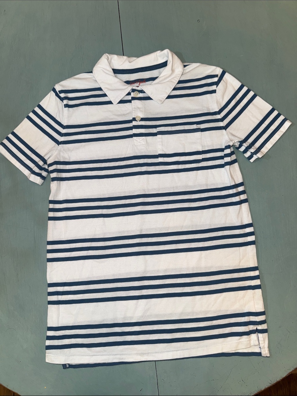 Cat & Jack White and Navy Striped Polo